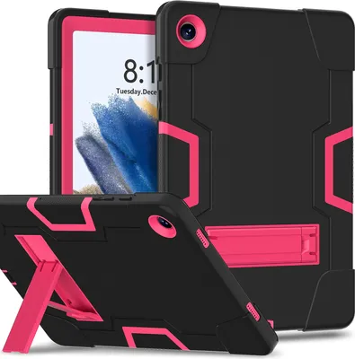Produktbild von Hülle für Samsung Galaxy Tab A9 Plus /Tab A9+ 11" 2023 Hybrid Dreilagige Robust Stoßfest Schwerlast Schutzhülle mit Ständer Schwarz Rosa
