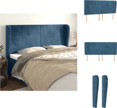 Produktbild von vidaXL Kopfteil mit Ohren Dunkelblau 183x23x118/128 cm Samt -  Kopf- & Fußenden