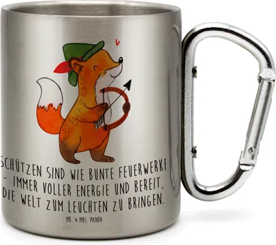 Produktbild von Mr. & Mrs. Panda Thermobecher Schütze Astrologie - Transparent - Geschenk, Teetasse, Isolierbecher Edelstahl, Sternzeichen, Campingtasse, Edelstahlbecher, Trinkbecher