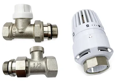Produktbild von 1/2“ Anschlußset Thermostatkopf Thermostatventil Rücklauf Kompaktheizkörper Durchgangform