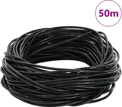 Produktbild von vidaXL Leder Schnur 1 Schwarz Ø2 mm x 50 m Leder