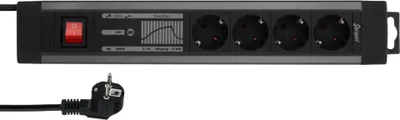 Produktbild von REV 0015462513, 2,5 m, Abgewinkelt, Schwarz, 4 AC-Ausgänge, 250 V, 3500 W