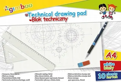Produktbild von Technischer Block A4 10 Blatt Weiß 150Gsm, Gimboo 7539BTS17-99
