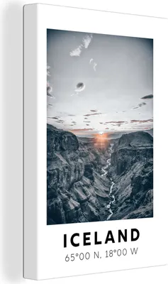 Zdjęcie produktu dla OneMillionCanvasses® - Obraz na płótnie - 90x140 cm, Islandia - Góry - Zachód słońca, Dekoracja ścienna - Zdjęcie na płótnie - Obraz na drewnianej ramie - Dekoracja ścienna - Sypialnia