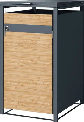Obrázok produktu pre ML-Design 1 box na 1 odpadkový kôš 240L 68x80x116,3 cm antracitový vzhľad smrekovca, oceľ, odolný voči poveternostným vplyvom/uzamykateľný