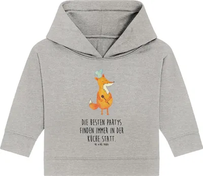 Produktbild von Mr. & Mrs. Panda Organic Baby Hoodie Fuchs Koch 24. - 36. Monat - Heather Grey - Geschenk, Kapuzensweatshirt, Chefkoch, Bäcker, Geburtstag, Party, Kapuzenshirt, Hungrig