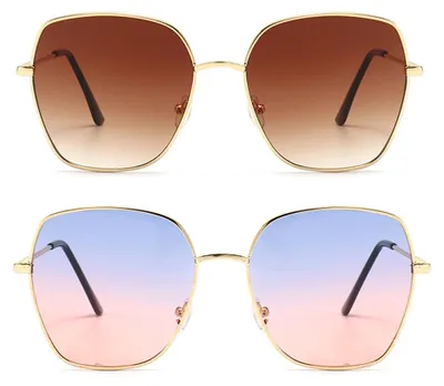 Produktbild von Sonnenbrille für Damen und Herren, Hippie-Stil, Metallrahmen, Retro-Rechteck-Sonnenbrille, getönte Gläser