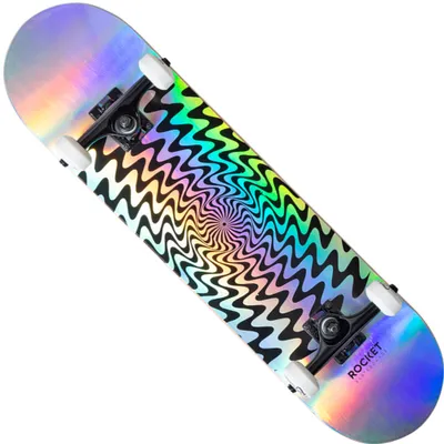 Image de Taille unique|Rocket Warp Foil Silver 8" Skateboard RKT-COM-1552