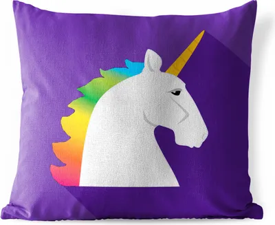 Produktbild von MuchoWow® Outdoor Kissen - Kinder Illustration Einhorn auf lila Hintergrund - 45x45 cm - Wetterfest - Lounge Kissen - Fotokissen - Dekoratives Kissen