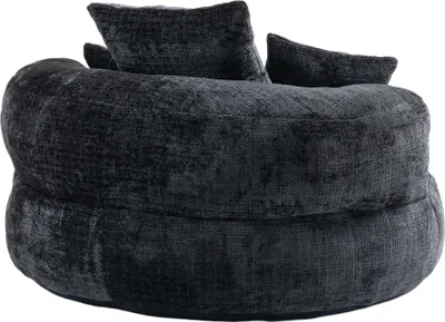 Zdjęcie produktu dla Sweiko Lazy Sofa Wytrzymała wygodna leżanka z wysokim oparciem Kanapa z trzema poduszkami dla dorosłych i dzieci, do wnętrz i na zewnątrz, pojedyncza sofa do gier do sypialni, biura (czarny szenil)