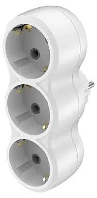 Produktbild von Braytron 3-fach Schuko Steckdosenadapter Typ F Weiß 230V 16A mit Kindersicherung