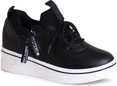 Produktbild von topschuhe24 2716 Damen Keil Sneaker Plateau Turnschuhe , Farbe:Schwarz, Größe:39 EU