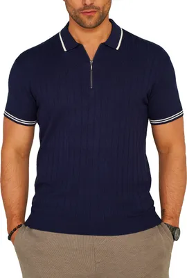 Produktbild von SOULSTAR Herren Poloshirt S2VALKA Herren Basic Kurzarm Knit Polo Hemd Feinstrick Kontrast