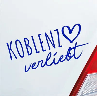 Produktbild von Auto Aufkleber Koblenz verliebt Herz Stadt Heimat Liebe Car 19x8 cm Dunkelblau Sticker Heckscheibenaufkleber