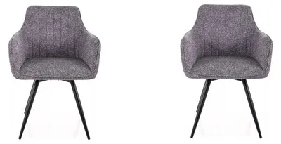 Image de Lot de 2 chaises pivotantes en tissu - Gamme Ballo - Gris - Tissu Leo 07