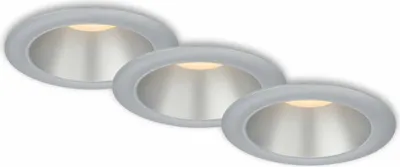 Zdjęcie produktu dla Lampy wpuszczane LED do łazienki zestaw 3 reflektorów wewnętrznych srebrny 4,9W Ø9,5 cm chrom Briloner