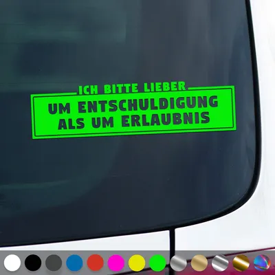 Produktbild von PantherPixel Erlaubnis Aufkleber Verzeihung Entschuldigung Sticker Auto Geschenkidee Farbe Neon-Grün