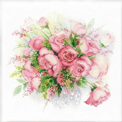 Produktbild von Riolis Stickbild-Set, Motiv Rosen in Wasserfarben, Kreuzstich, Zählmuster
