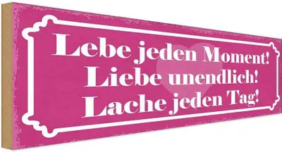 Produktbild von vianmo Holzschild 10x27 cm Lebe jeden Moment Lache Liebe Dekoration