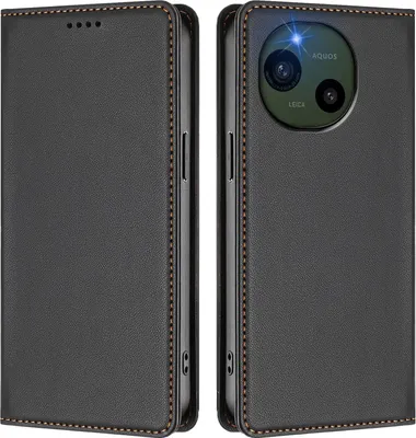 Produktbild von Handyhülle für Sharp Aquos R10, Kunstleder Klapphülle Stoßfeste Magnetische Hülle mit Ständer Schwarz