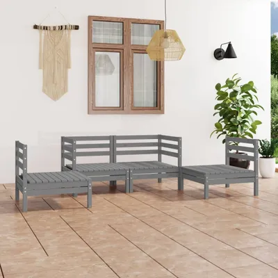 Produktbild von Cloris Designermöbel 4-tlg. Garten-Lounge-Set Grau Kiefer Massivholz 2024 Neu