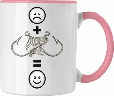 Produktbild von Trendation - Angler Tasse Geschenk für Fischer Lustige Geschenkidee :( + Angeln = :) Geburtstag (Rosa)