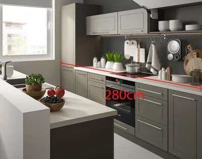 Produktbild von Küchenblock 280cm lava / olivgrau Matt lackiert Küchenzeile Modern