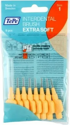 A package of TePe interdental brushes.