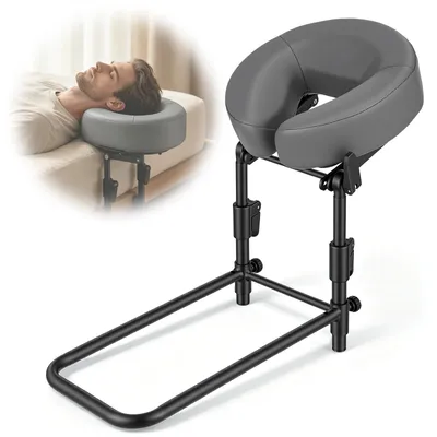 Immagine prodotto di Cuscino regolabile per poggiatesta per lettino da massaggio - Poggiatesta per il viso - Supporto per il telaio - Adatto per uso domestico, centri estetici e spa - Grigio