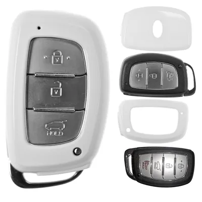 Produktbild von Auto Schlüssel Kunststoff Hülle ABS Plastik Schutz Cover Weiß kompatibel mit Hyundai Tucson i40 i10 i20 ix35 KEYLESS SMARTKEY