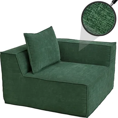 Zdjęcie produktu dla Narożnik/akcesoria do sofy HWC-O54, fotela wypoczynkowego, podłokietnik, tkanina/tekstylia (300g/m²) 63x97x97cm ~ Zielony