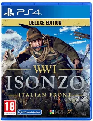 The image is a video game cover for 'WWI Isonzo: Italian Front' Deluxe Edition for PlayStation 4.