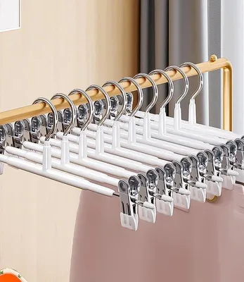 Produktbild von Famanu Metallhosenbügel mit Antirutsch-Clips, Set von 10, platzsparend