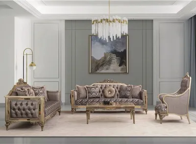 Produktbild von Casa Padrino Luxus Barockstil Wohnzimmer Möbel Set Grau / Gold - Barock Möbel