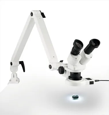 Image de Stéréomicroscope Eschenbach avec éclairage annulaire à LED, avec bras articulé à ressort 33263