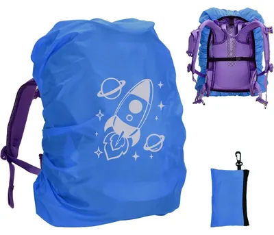 Immagine prodotto di Copertura impermeabile per zaino scolastico, riflettente, da 18-35 litri, blu scuro