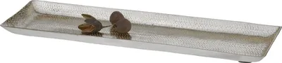 Zdjęcie produktu dla Dekoracyjna taca na świece Metalowa taca w kolorze młotkowanego srebra 29x9 cm