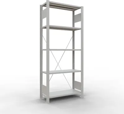 Produktbild von Schulte Büro-Fachbodenregal MULTIplus85 Stecksystem ohne Anschlagleiste | Grundregal | Fachlast 85kg | HxBxT 180x75x30cm | 5 Ebenen | Einseitig nutzbar | Lichtgrau