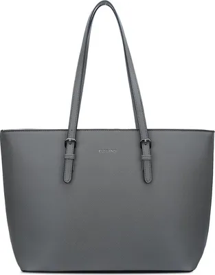 Produktbild von Eleganci Damen Shopper Tasche mit Reißverschluss - Schultertasche, Handtasche, Schultasche, Arbeitstasche, A4 geeignet, Grau