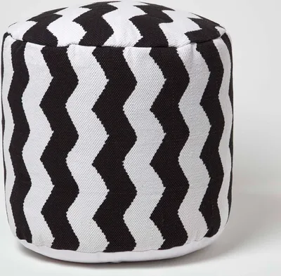 Produktbild von HOMESCAPES Designer Hocker Pouf Chevron rund