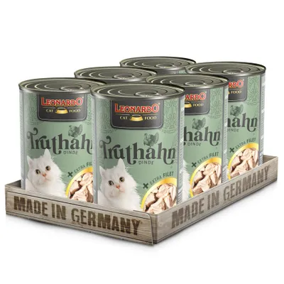 Immagine prodotto di LEONARDO Tacchino + filetto extra, 6x400 g - Cibo umido per gatti