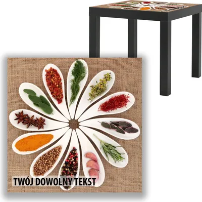 Zdjęcie produktu dla BLAT SZKLANY IKEA LACK Przyprawy I z Twoim napisem 55x55cm 098b