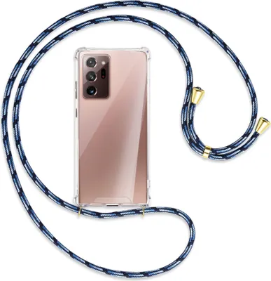 Produktbild von Handykette Backcover-Schutzhülle mit Band (Metall goldfarben) für Samsung Galaxy Note20 Ultra 4G,5G (N985,N986) - Blautöne