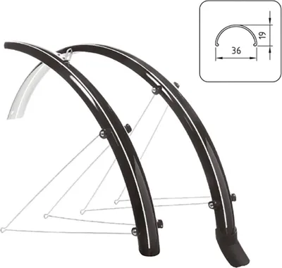 Zdjęcie produktu dla Zestaw błotników Wag Wykonany z poliwęglanu Z osłoną przeciwbryzgową 28'' X 36 Mm Srebrny 28'' Srebrny 28''