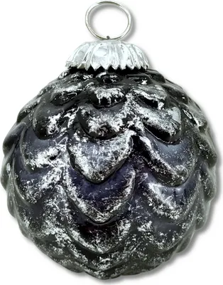 Produktbild von Glas Weihnachtskugel schwarz - A - 8,5 x 10cm Deko-Kugel Christbaumschmuck glänzend