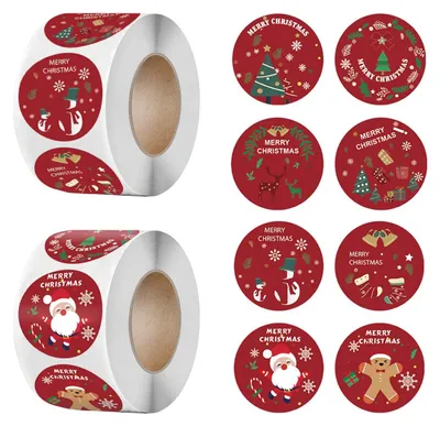 Weihnachtsaufkleber 1000 Stück, 1,5 Zoll, rund, bunt