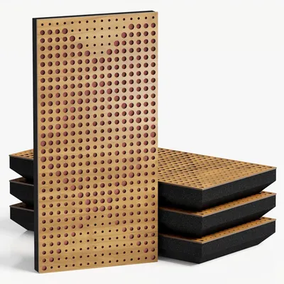 Produktbild von 4er-Pack – Schmale Akustikpaneele mit Samtstoff |50x25 cm| Dekorative Geräuschkontrolle & Echoreduzierung | Diffusion [WILDS-F Eiche|Rosa]