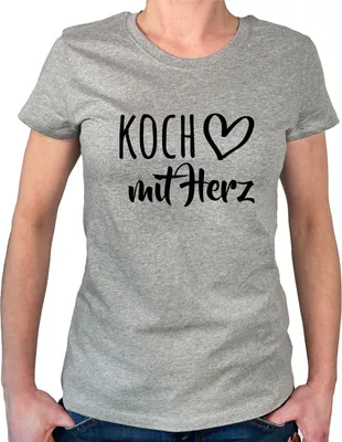 Produktbild von Huuraa Damen T-Shirt Koch mit Herz XL Sport Grey Bio Baumwolle Fairtrade Damenshirt Geschenkidee