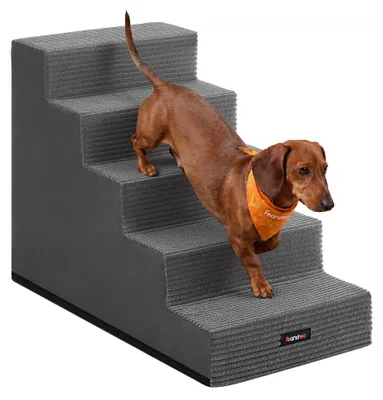 Haustiertreppe, 5 Stufen, Schaumstoff, 76x40x57 cm, Schiefergrau