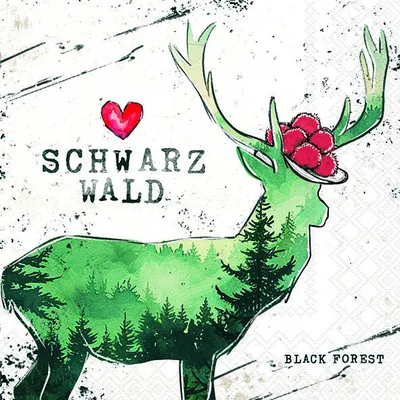 Produktbild von 20 Servietten The black Forest love - Schwarzwald im Hirsch 33x33cm